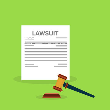 Business Litigation Concept with Legal Paper and Court Hammer