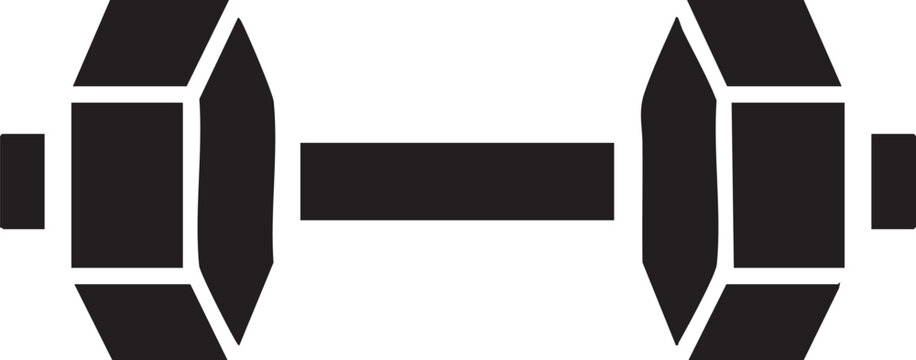 Heavy black dumbbell silhouette icon for fitness and weight training