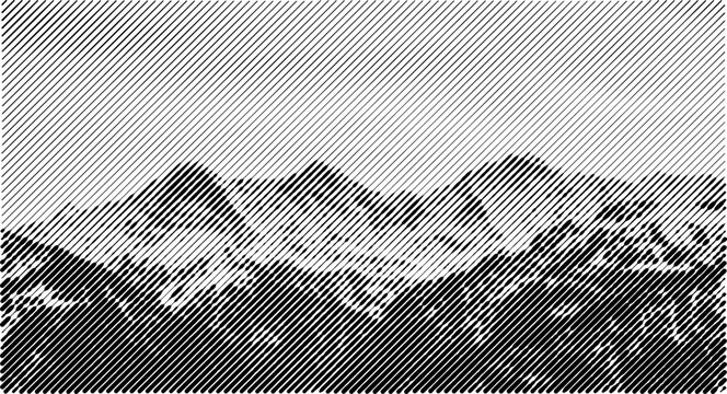 Large vector halftone mountain range with a transparent background