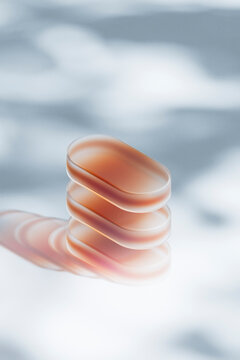 Vertical Glass Capsule Stack Minimal Scene