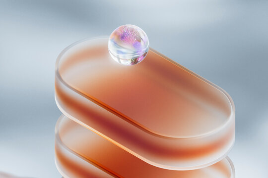Crystal Sphere Above Glass Capsule Stack
