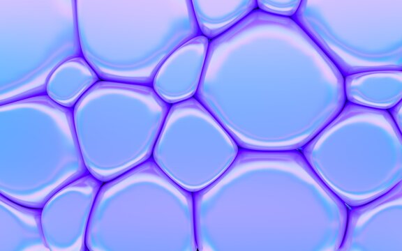 Abstract Iridescent Bubbles Resembling Organic Cells