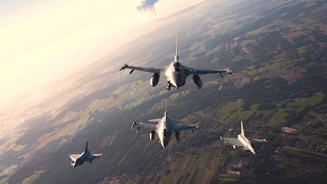 Fighter Jet Formation Conducts Strategic Air Patrol Demonstrating Superior Combat Readiness, Precision, Coordination, and Advanced Aviation Capability.