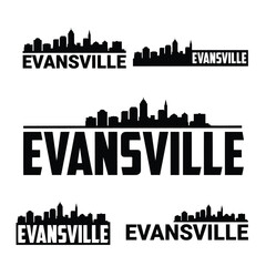Obraz premium Cityscape Silhouette With Text Black And White Graphic