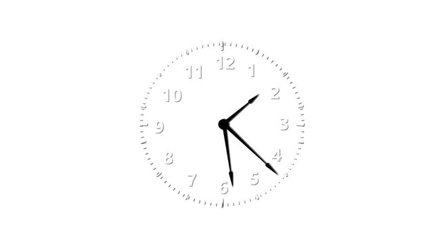 Analog clock spinning animation, alpha channel included.4k video.