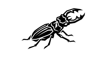 Fototapeta premium Stylized black silhouette of a stag beetle insect.