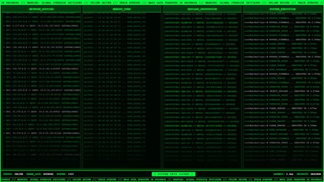 Mass Data Transfer Global Override System Hack Animation.