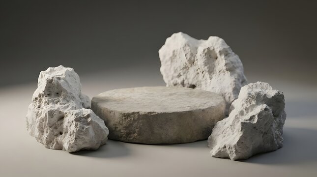 Circular stone podium surrounded by rocks