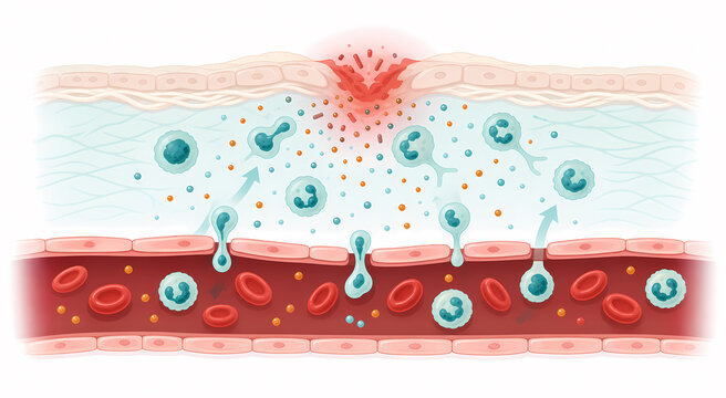 Acute inflammation blood vessel permeability illustration