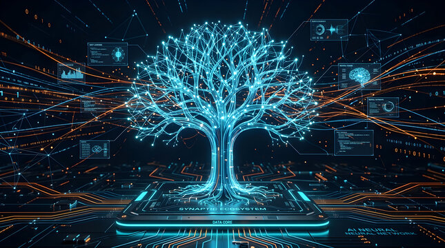 Ai neural network synaptic ecosystem with digital tree and data core