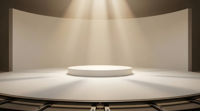 Empty white product podium under spotlight