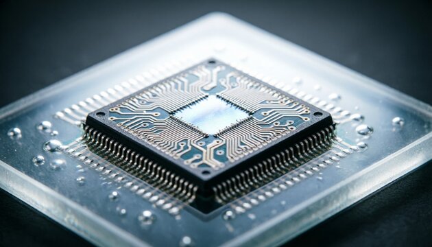 High Technology Semiconductor Chip Integrated Circuit Macro View