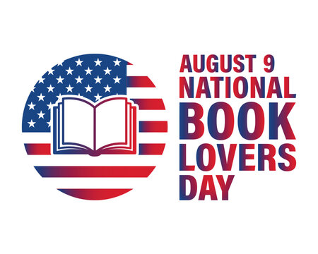 National book lovers day august 9 with american flag design