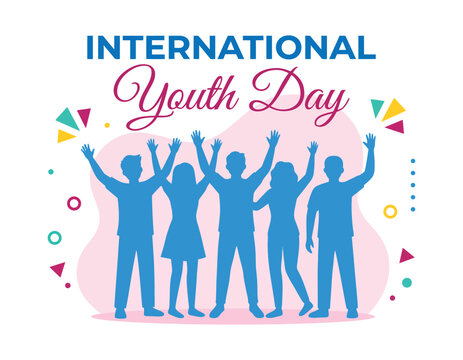 International youth day celebration with group of happy young people