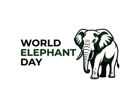 World elephant day illustration with a detailed elephant mascot design