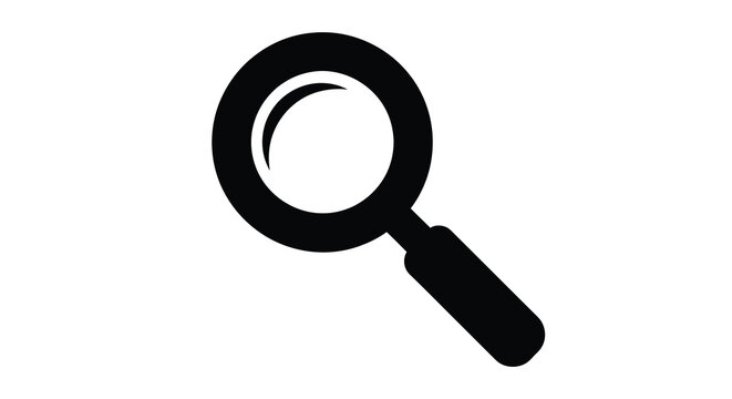 Black magnifying glass silhouette on a white background a simple investigation symbol
