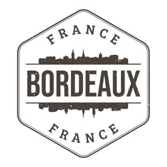 Bordeaux travel emblem with city skyline vintage vector illustration