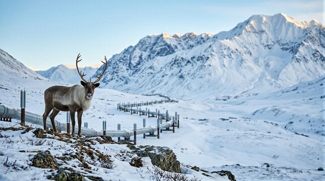A moose standing on top of a snow covered hillside.