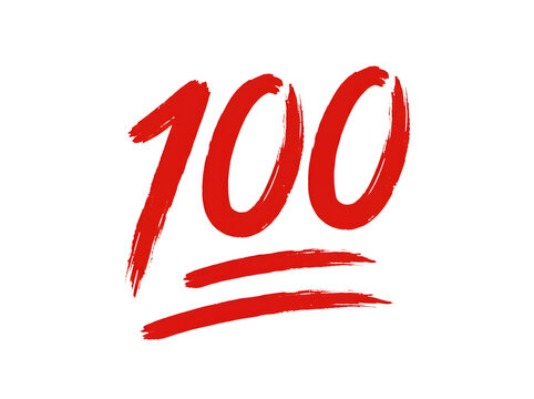 Red 100 emoji symbol isolated on transparent background