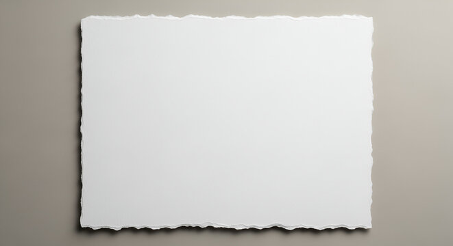 Blank torn paper sheet on muted background, textured edge, mockup space