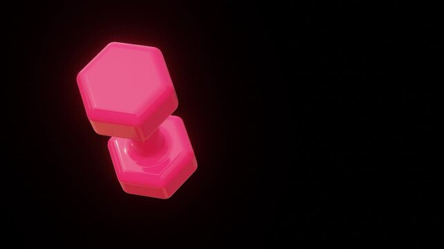 Pink Rotating Dumbbell 3D Icon Seamless Loop Animation