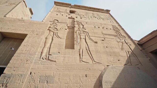 The ancient and historical Philae Temples complex in Aswan, which was built by the ancient Egyptian pharaohs. It was built during the third century BC. it built to worship the goddess "Isis" - Egypt.