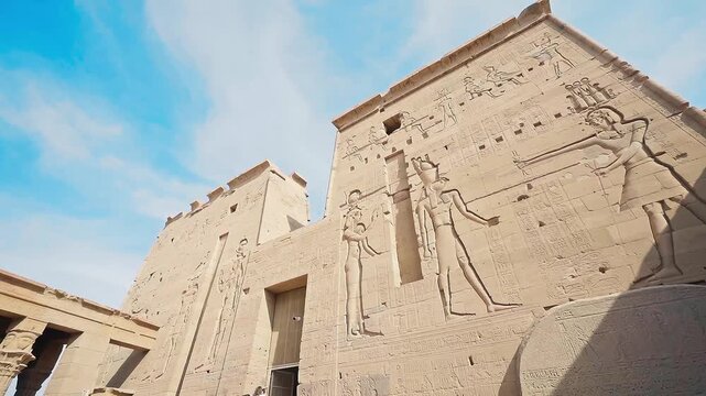 The ancient and historical Philae Temples complex in Aswan, which was built by the ancient Egyptian pharaohs. It was built during the third century BC. it built to worship the goddess "Isis" - Egypt.