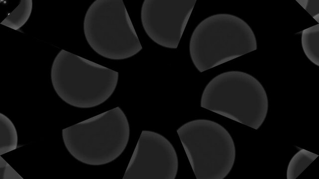 Abstract Monochrome Circular Radial Pattern Featuring Symmetrical Geometric Semicircle Elements