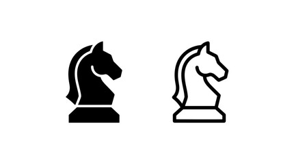 Chess knight pieces icon vector set with strategy, boardgame © MdDelowar