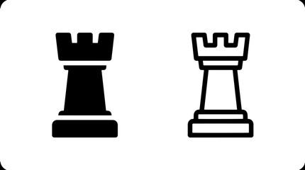 Chess rook piece minimalist icon set vector with strategy © MdDelowar