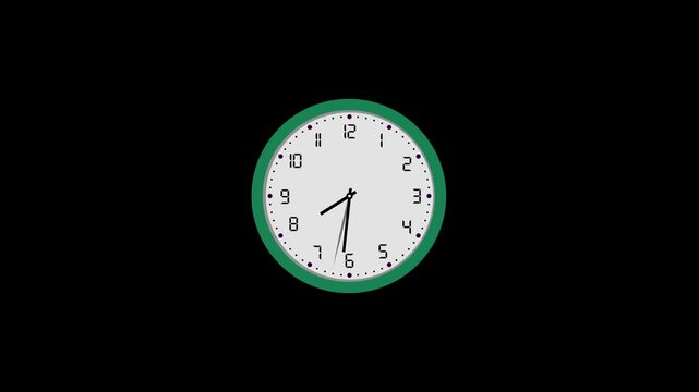 Wall Clock animation. Animated clock icon isolated on transparent background. Alpha channel