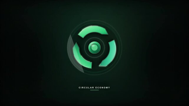Circular economy sustainable lifecycle green recycling symbol animation.