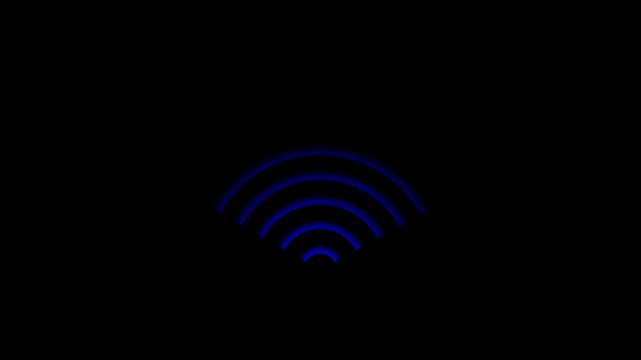 blue wi fi signal animation upward concentric arcs wireless network connection transmission concept digital radio frequency pulse hud graphic element seamless loop