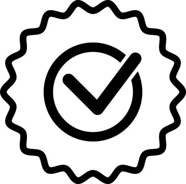Verified Outline Badge Seal Icon PNG isolated on transparent background for certification