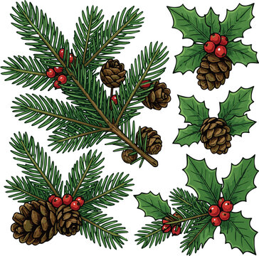 magnific festive green christmas tree and chare leaves