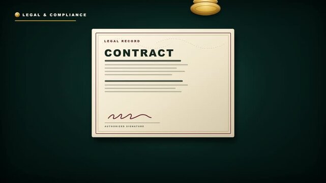 Legal contract signing and verification stamp process for compliance.