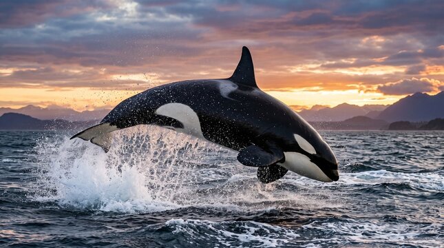 Killer Whale Diving in Crystal Clear Ocean Waters