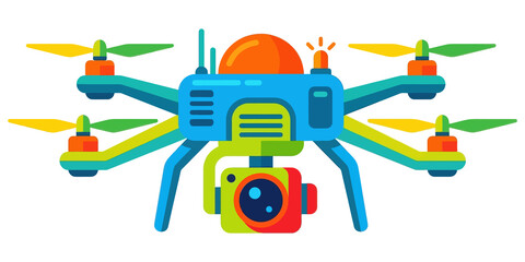 Naklejka premium modern colorful drone quadcopter with camera isolated on transparent background