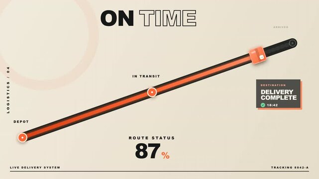 Live delivery route tracking progress and logistics status on time.