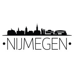 Obraz premium Nijmegen Skyline Silhouette On White Background architecture