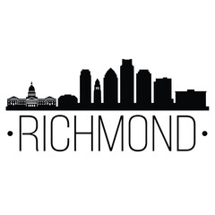 Fototapeta premium Richmond Skyline Silhouette With Text On White Background