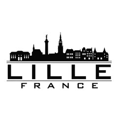 Obraz premium Cityscape silhouette against a white background with the name lille france