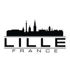 Naklejka premium Cityscape silhouette of lille france against a white background