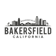Fototapeta premium Bakersfield California Skyline Silhouette Vintage Vector Illustration