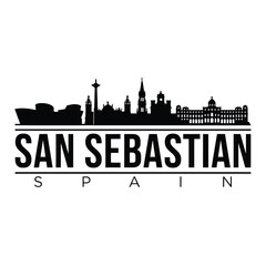 Obraz premium San Sebastian Skyline Silhouette Against White Background