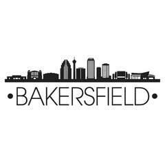 Obraz premium Bakersfield Skyline Silhouette Against White Background architecture