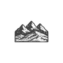 Fototapeta premium Mountain range silhouette against a white background hand drawn style illustration
