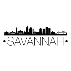 Fototapeta premium Savannah skyline silhouette with city name on white background