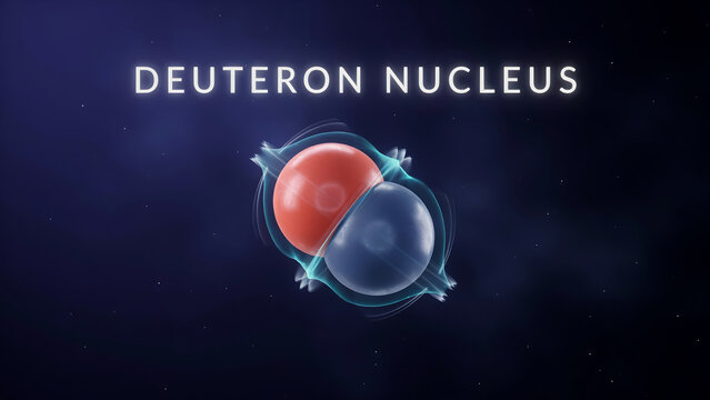Deuteron nucleus showing the composition of two nucleons one proton and one neutron in realistic representation