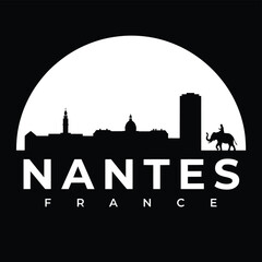 Obraz premium Nantes France cityscape silhouette with elephant white background graphic